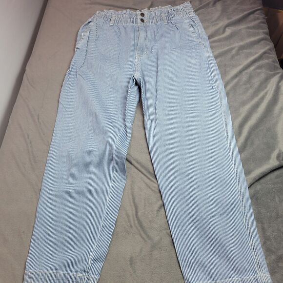 Universal Threads Pants Womens Size 12 Blue White Stripe Comfort Stretch Top - Picture 1 of 11
